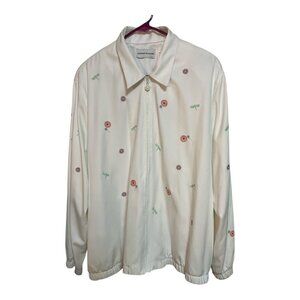 Alfred Dunner Women’s Size 20 Cream Floral Embroidered Half-Zip Jacket